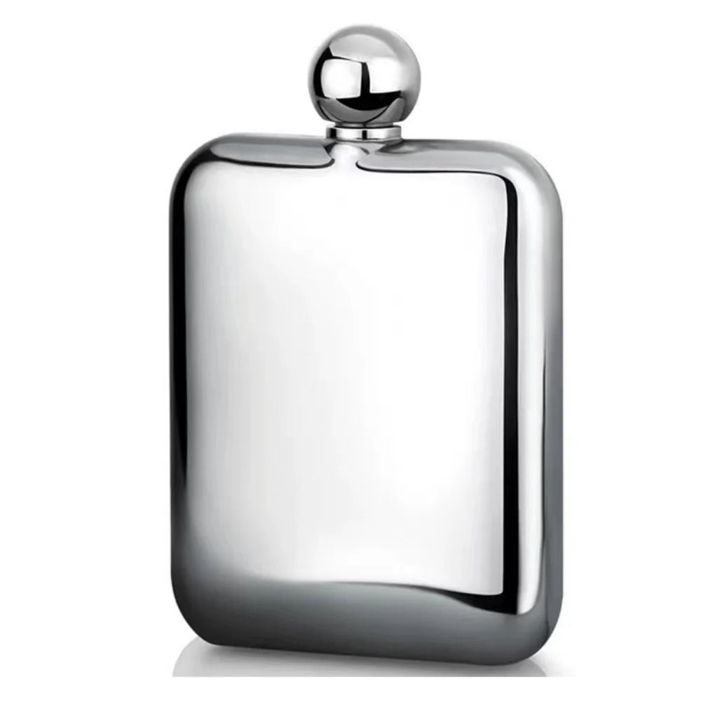 Elegant Pocket Whiskey Flask - Stainless Steel & Leather