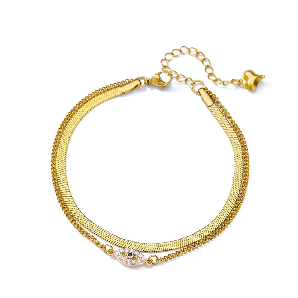 Elegant Zircon Flowers Bracelet - Luxury Gold Steel Jewelry