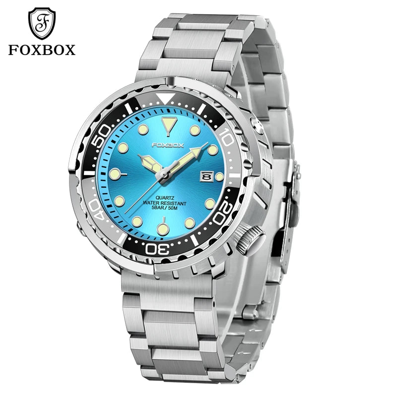 Luxury Mens Quartz Watch - 5ATM Waterproof Sports Clock