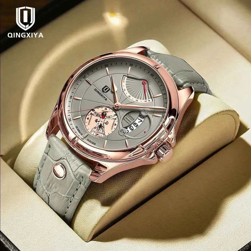 Luxury Business Men's Quartz Wristwatch - Waterproof Leather Strap