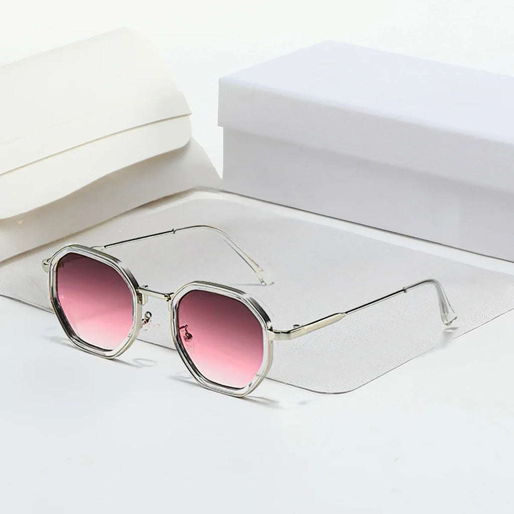 Modern Vintage Sunglasses for Women - Octagonal Golden Edging