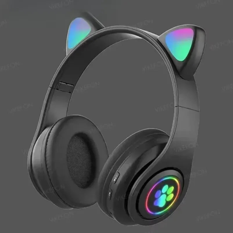 Premium Cat Ear Bluetooth Headphones - LED Stereo & Mic