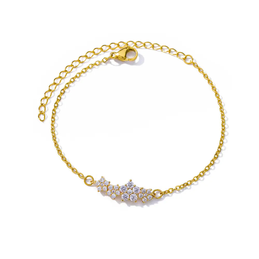 Elegant Zircon Flowers Bracelet - Luxury Gold Steel Jewelry