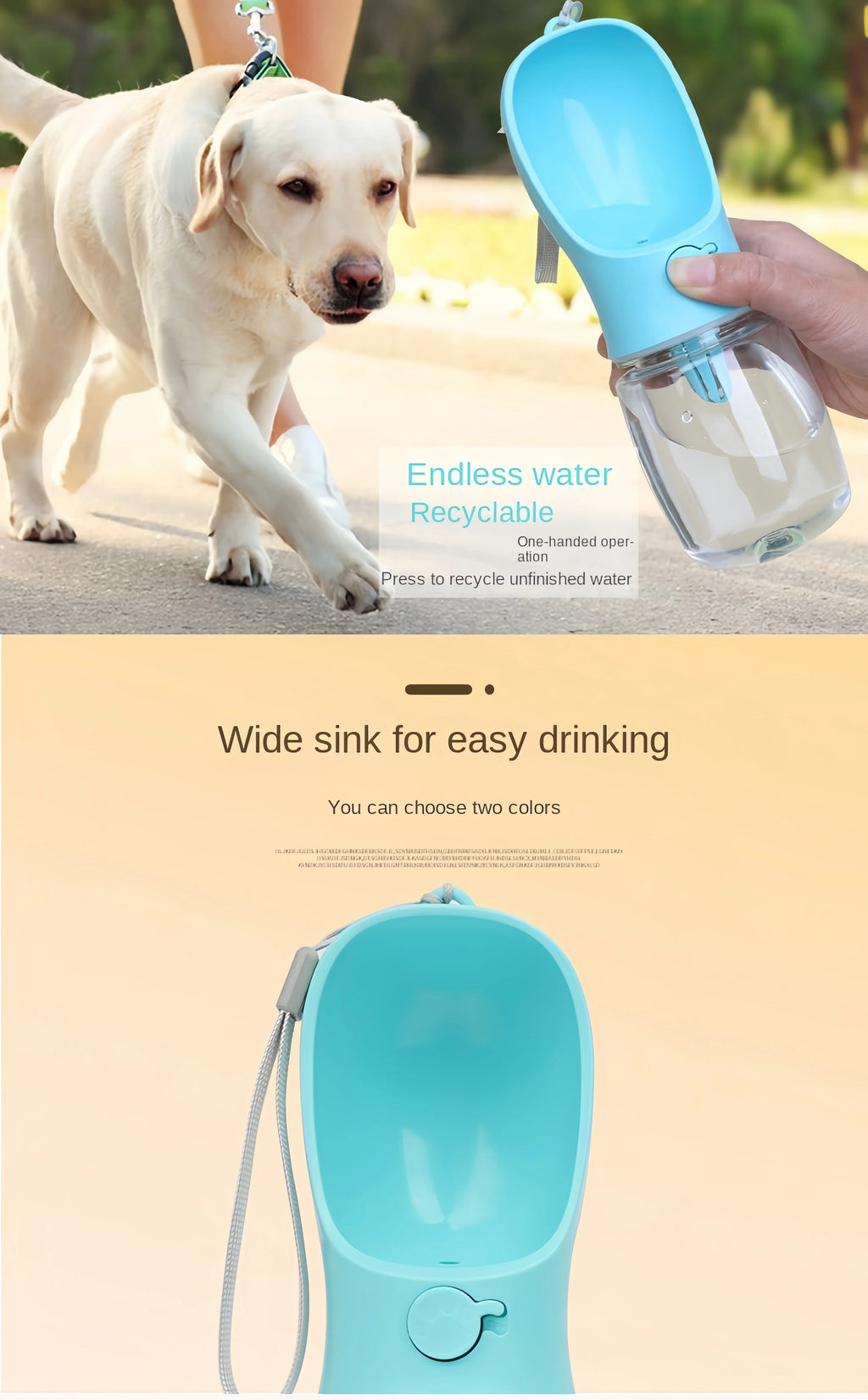 Premium Portable Pet Water Bottle - Travel Food & Water Dispenser