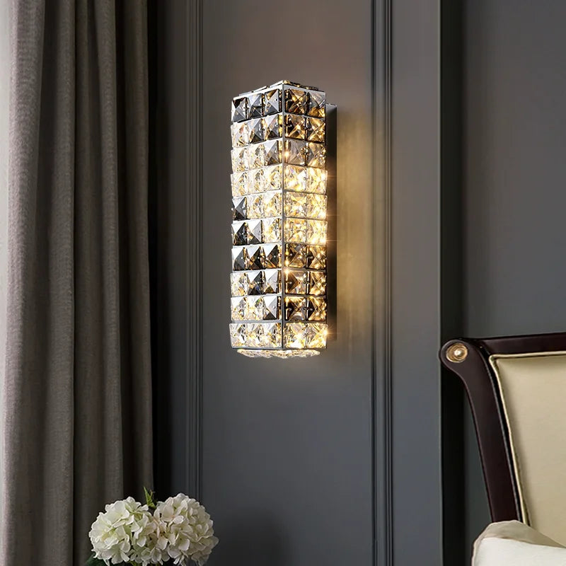 Elegant Crystal Wall Lamp - Dimmable Eye Care Lighting