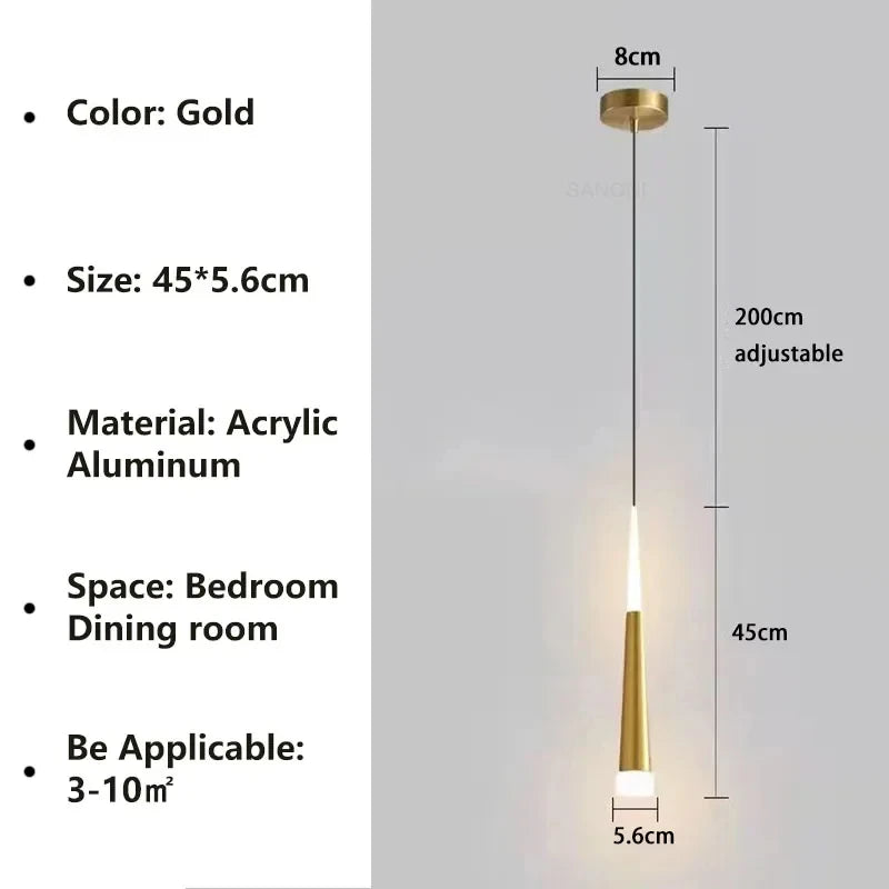 Modern Luxury Crystal Pendant Light - Elegant Bedside Hanging Lamp