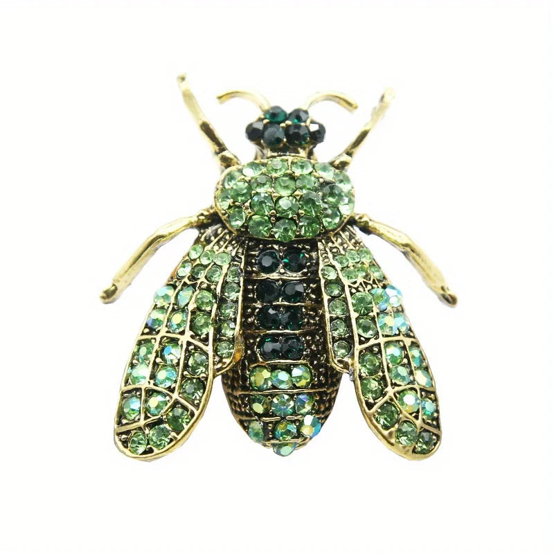 Elegant Crystal Bee Brooch Pin - Vintage Rhinestone Insect Badge