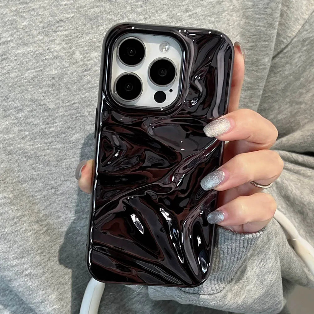 Luxury Electroplate Silvery 3D Wrinkle Phone Case