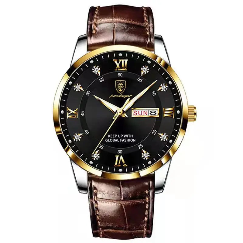 Luxury Men's Quartz Watch - Waterproof & Luminous Leather