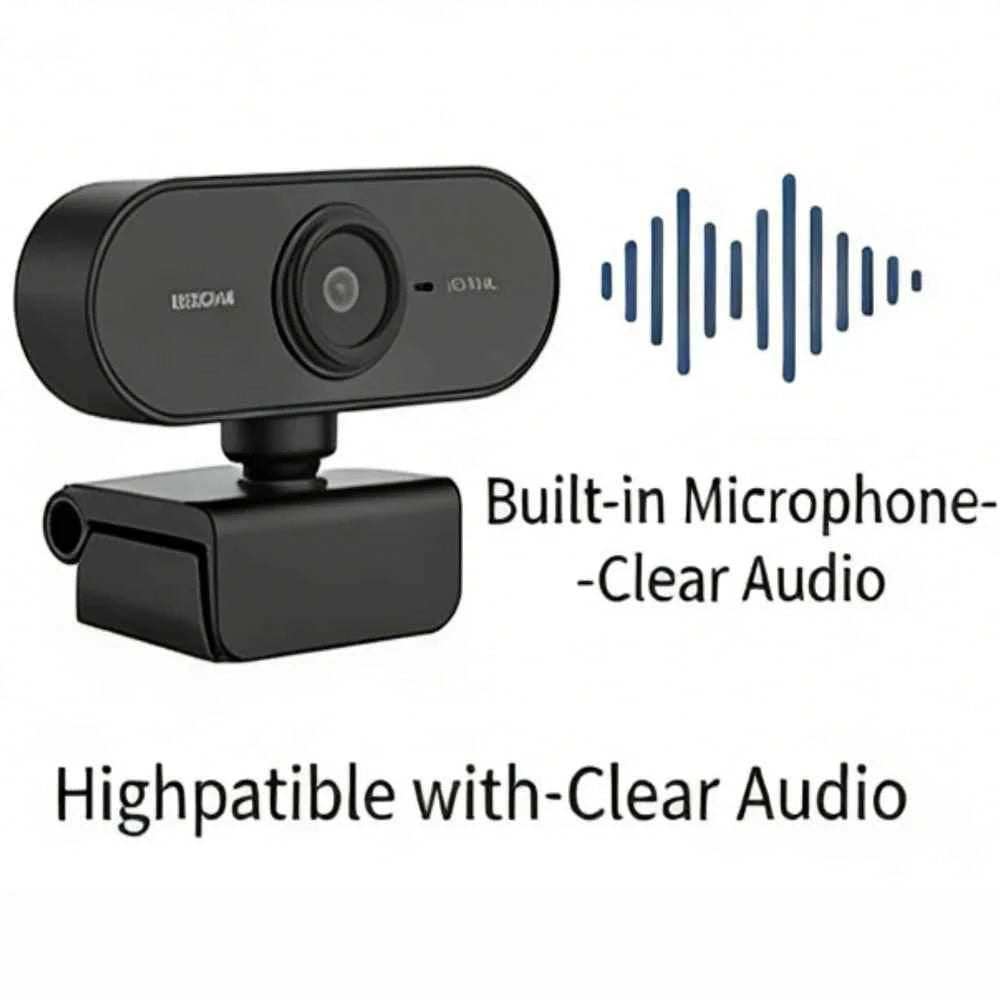 Professional USB Webcam - 360° Rotatable PC Camera with Mic