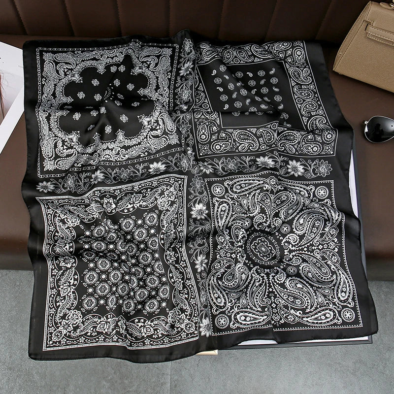 Luxury Square Silk Scarf - Satin Hair Bandana & Neckerchief