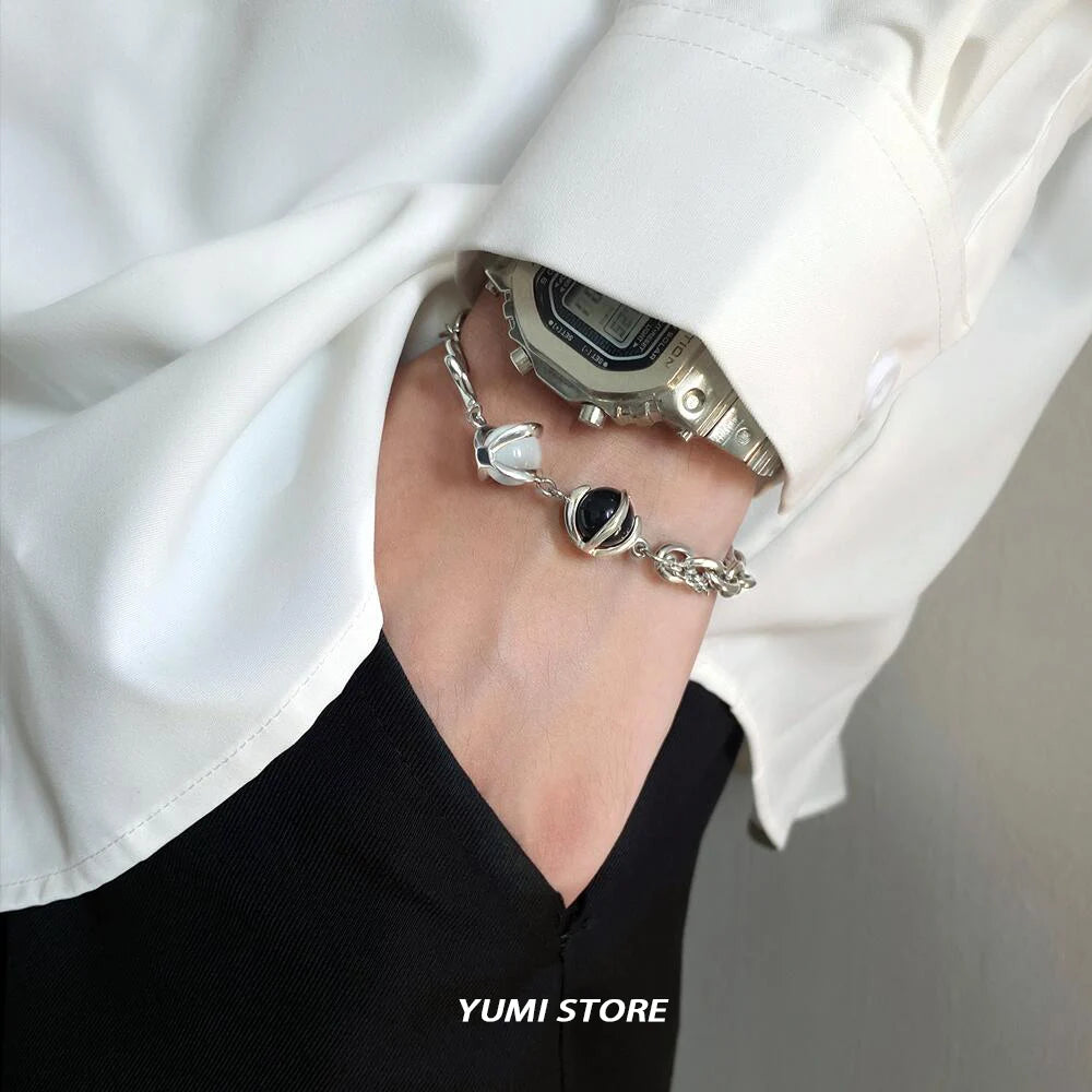 Luxury Titanium Steel Couple Bracelet - Fade-Resistant Kpop Charm