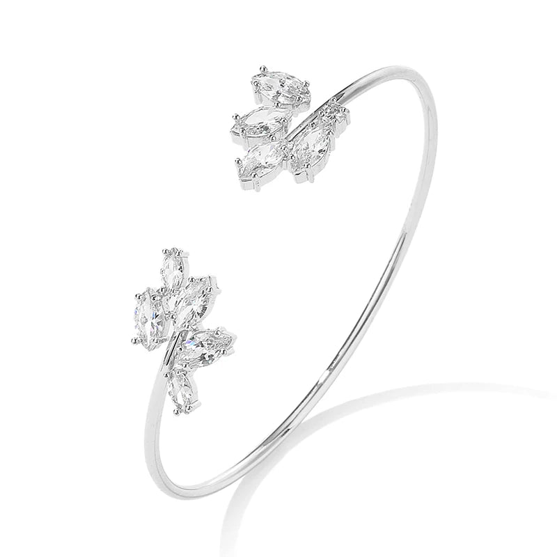 Elegant Gold Cuff Bangle - Cubic Zirconia Bracelets