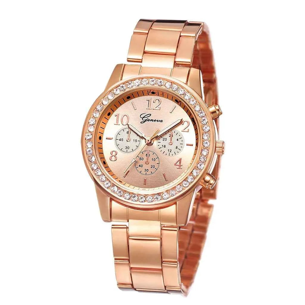 Elegant Ladies Rose Gold Watch - Stainless Steel Bracelet