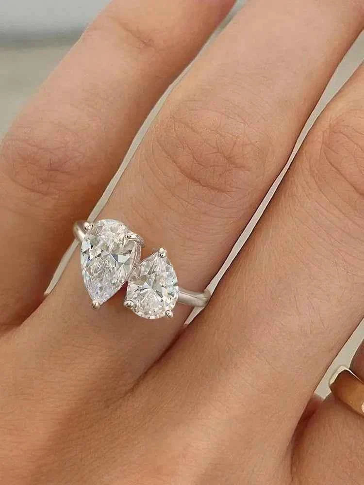 Classic Zircon Water Drop Ring in 925 Sterling Silver