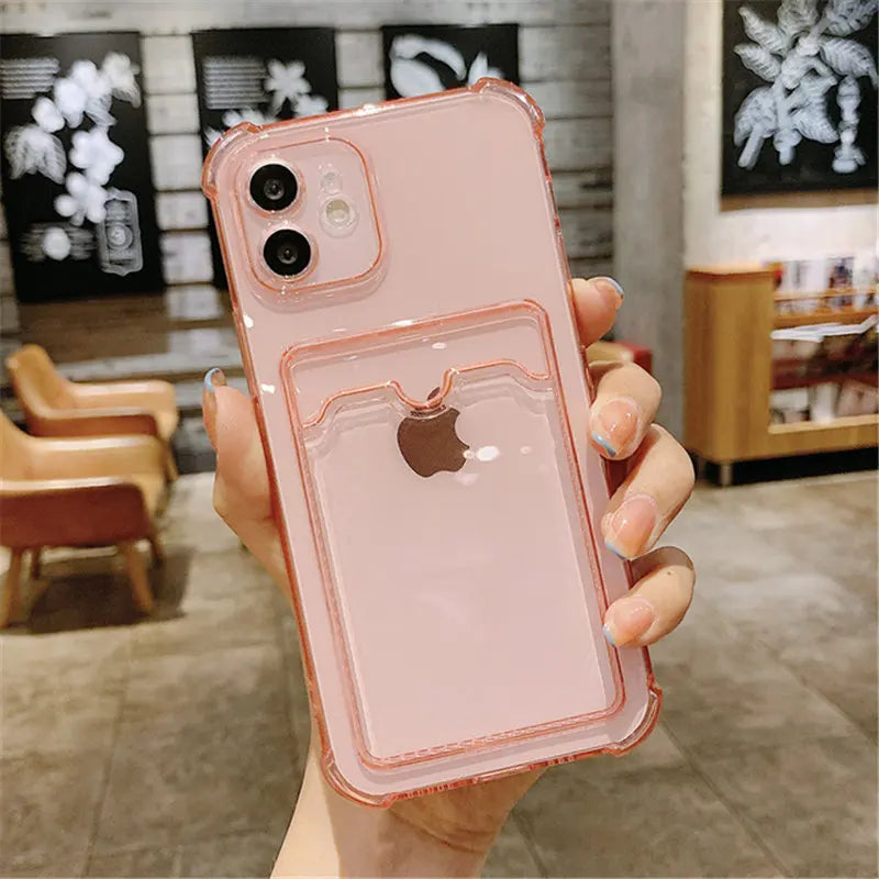 Luxury Clear Card Holder Phone Case - Shockproof TPU Cover