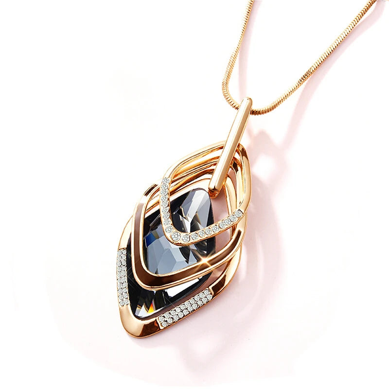 Luxury Waterdrop Crystal Necklace - Elegant Long Chain Pendant