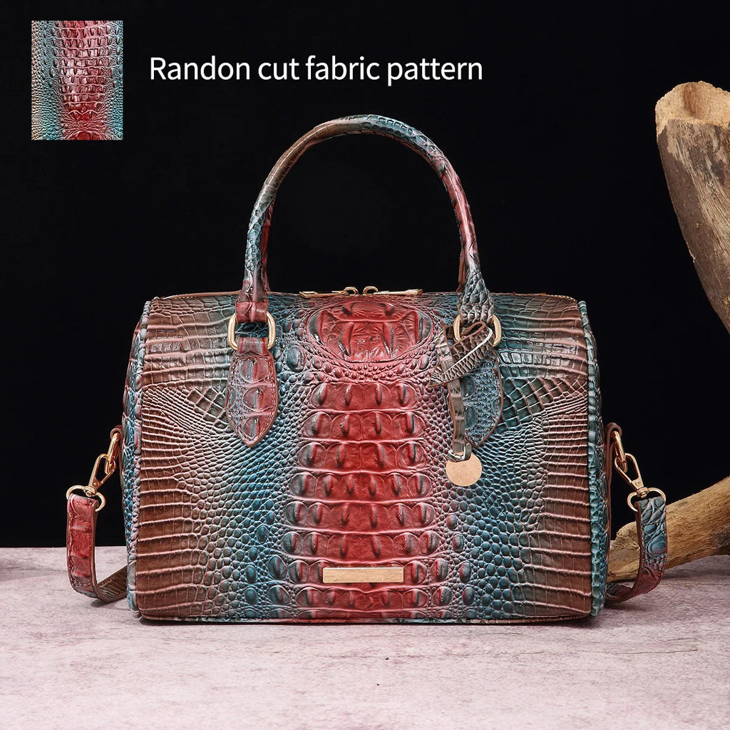 Elegant Crocodile Pattern Boston Bag