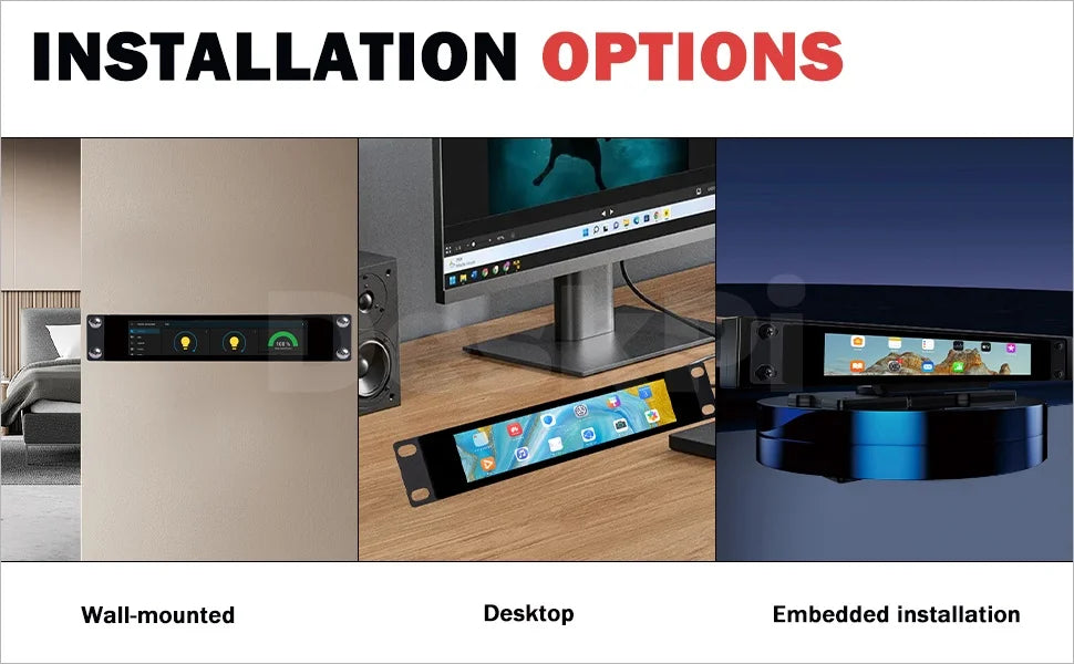 Premium 1U Rackmount Monitor - DeskPi 6.91-inch Touch Screen