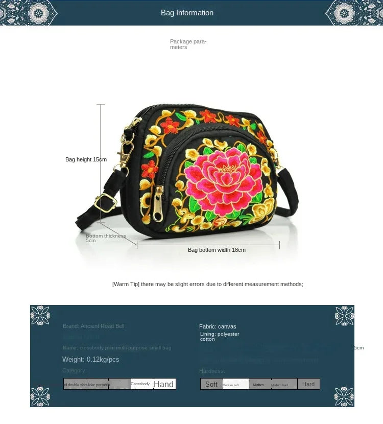 Elegant Embroidered Crossbody Bag - Vintage Floral Design