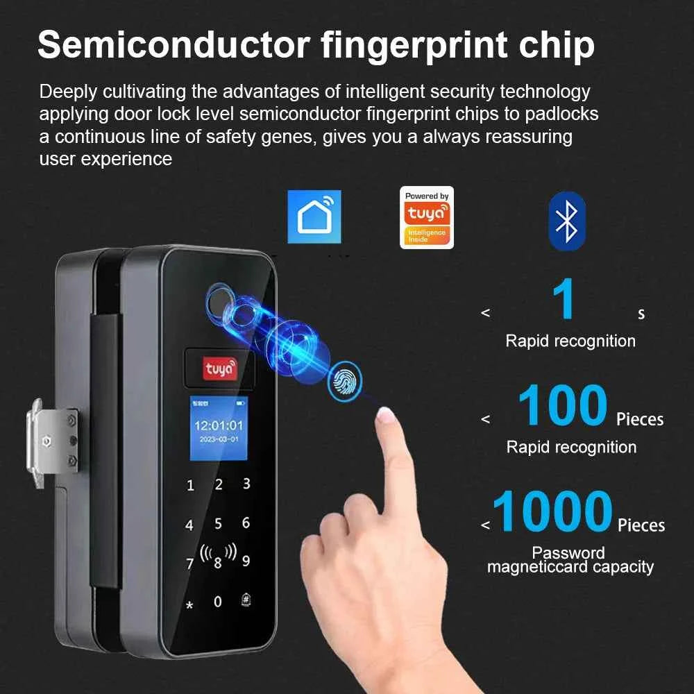 Smart Glass Door Lock - Biometric Fingerprint & Keyless Entry