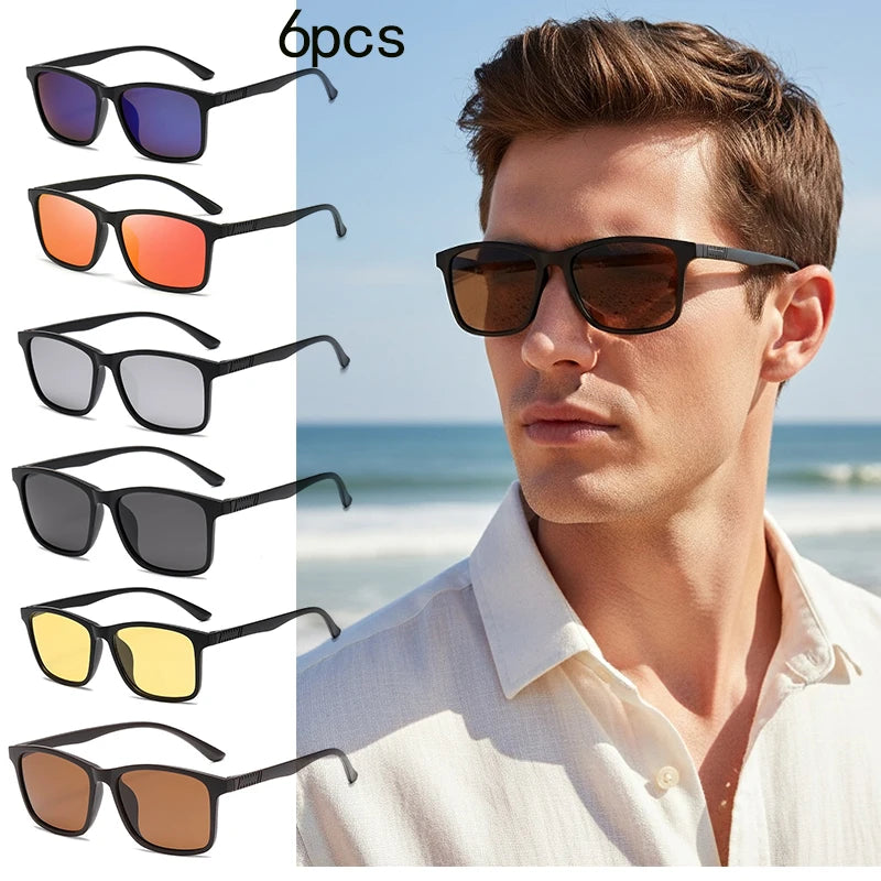 Vintage Polarized Square Sunglasses - UV400 Anti-Glare