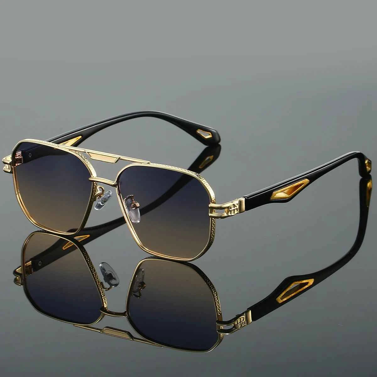 Vintage Square Sunglasses - Classic Double Bridge Gradient Shades