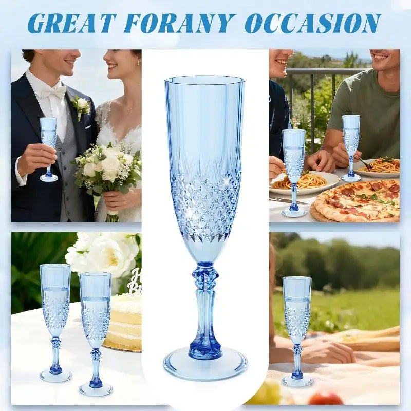 Elegant Champagne Goblet Set - Crystal High-Stem Wine Glasses