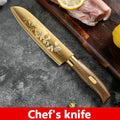Luxury 4-Piece Chef Knife Set - Golden Rose Pattern Stainless Steel