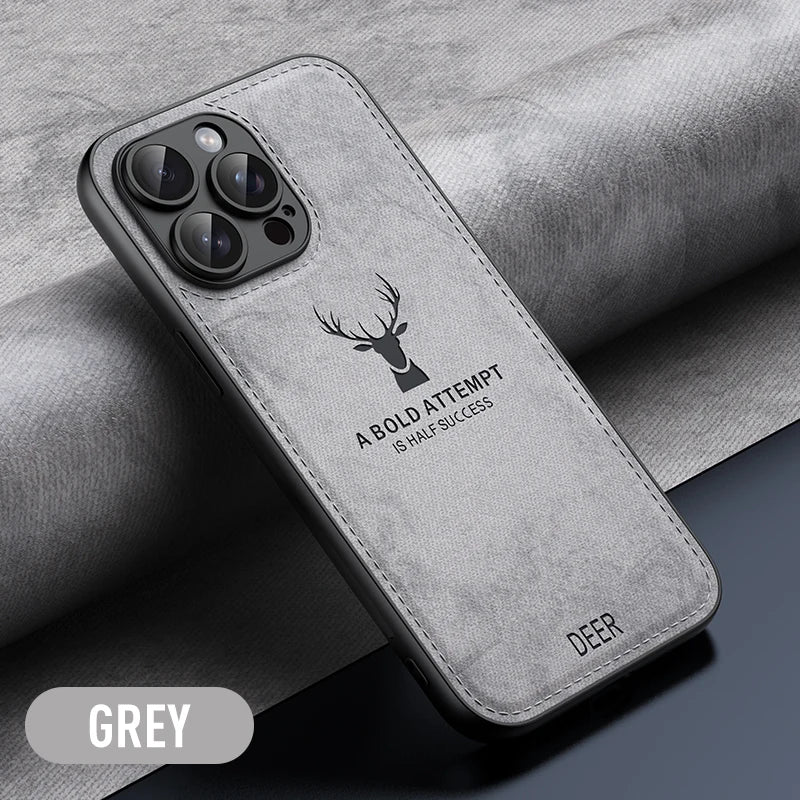 Luxury Leather Deer Head Phone Case - Shockproof Soft Back Cover