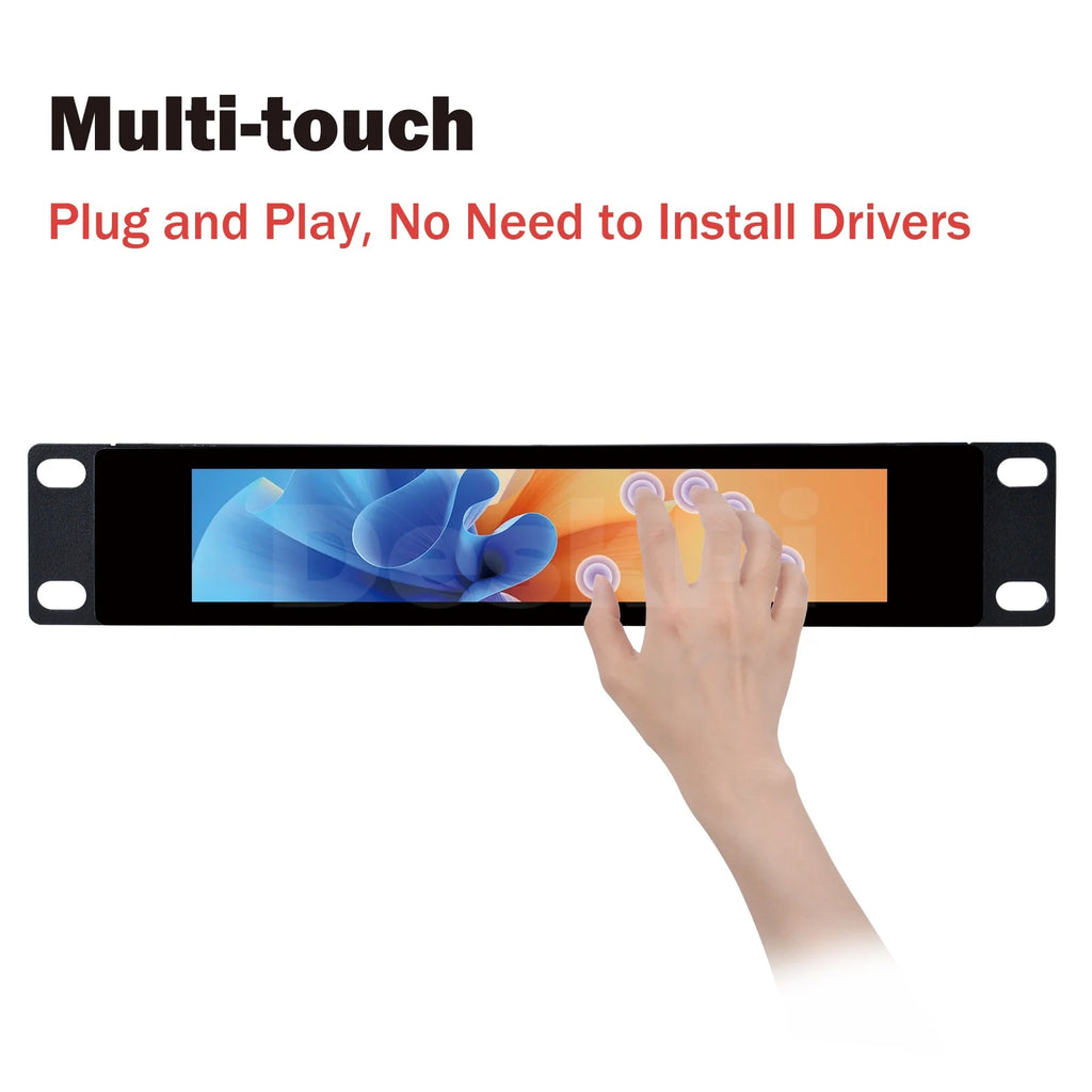 Premium 1U Rackmount Monitor - DeskPi 6.91-inch Touch Screen