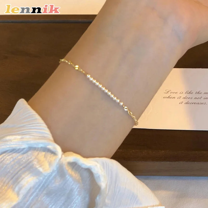 Elegant Mini Pearl Hand Bracelet - Light Luxury Minimalist
