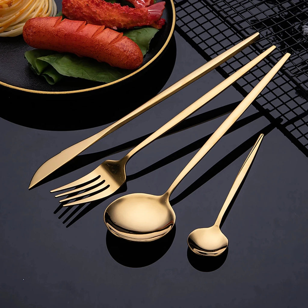 Elegant Gold Stainless Steel Flatware Set - 24 Piece