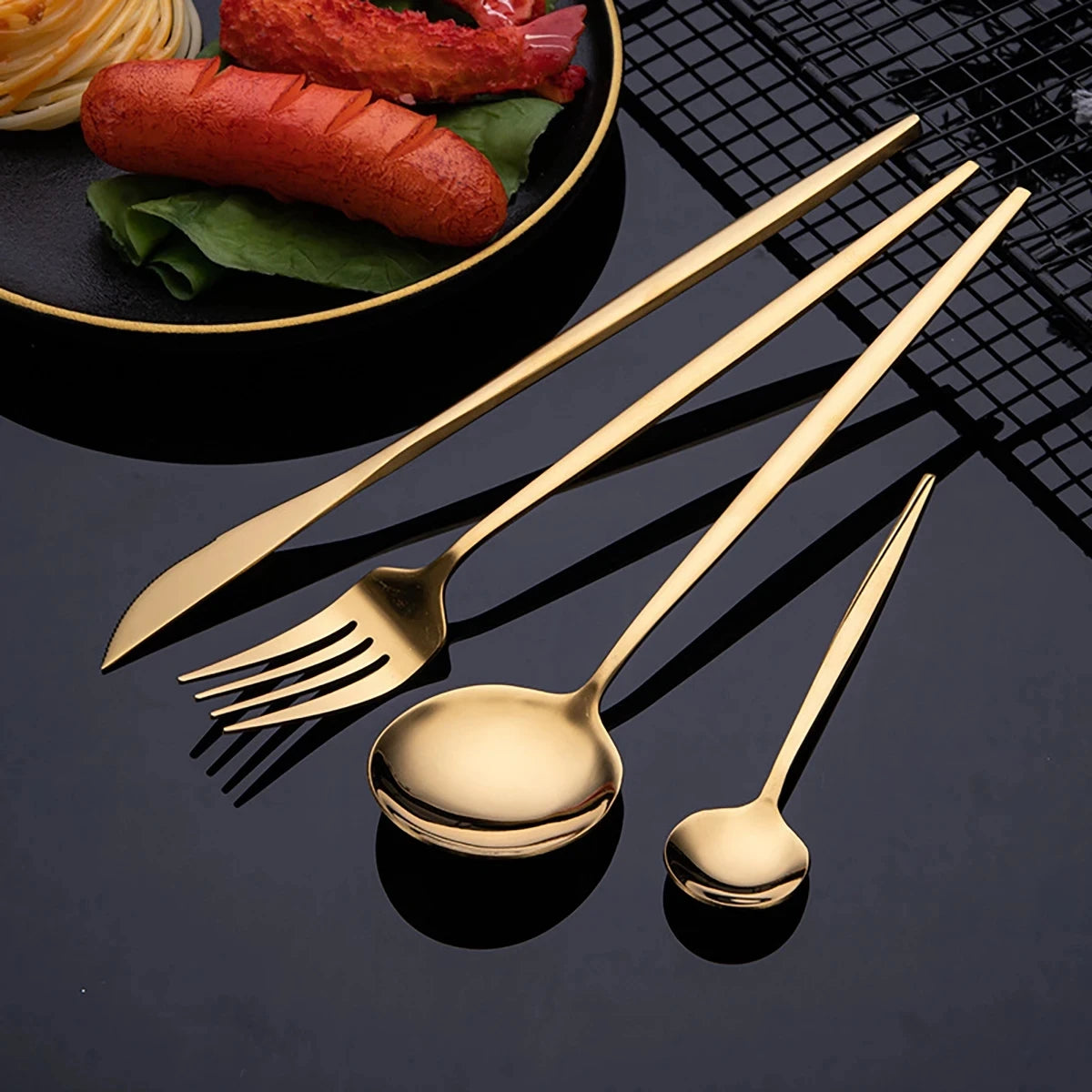 Elegant Gold Stainless Steel Flatware Set - 24 Piece