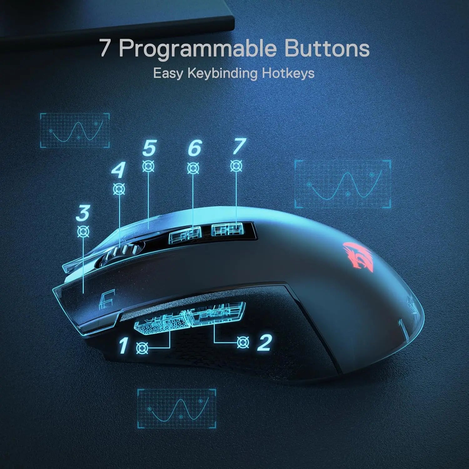 Premium Wireless Gaming Mouse - 12800 DPI, 3-Mode, 7 Macro Buttons