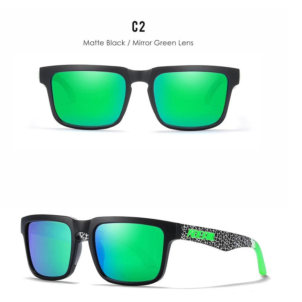 Premium Men Square Sunglasses - Polarized UV Protection & Mirrored Lens