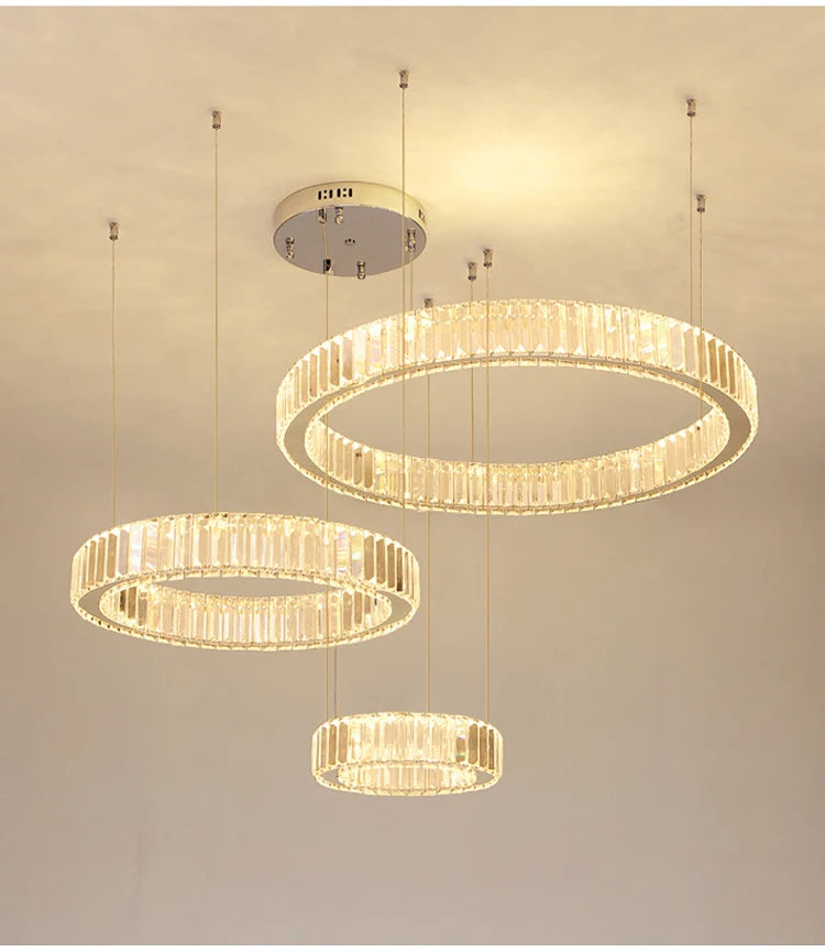Elegant Crystal Ring Chandelier - Modern Dining Room Lighting