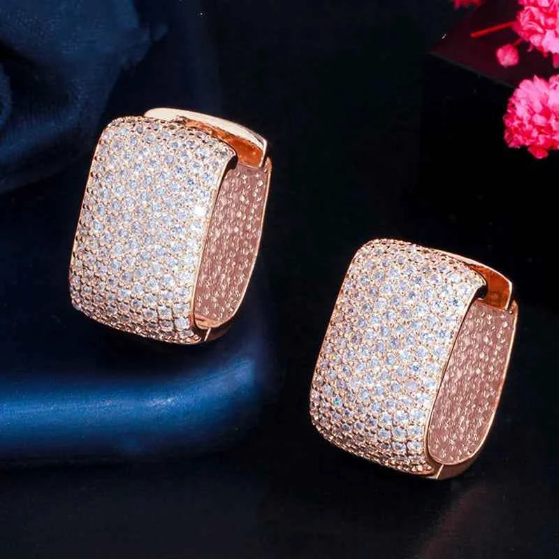 Luxury Cubic Zirconia Hoop Earrings - Brilliant Bridal Jewelry