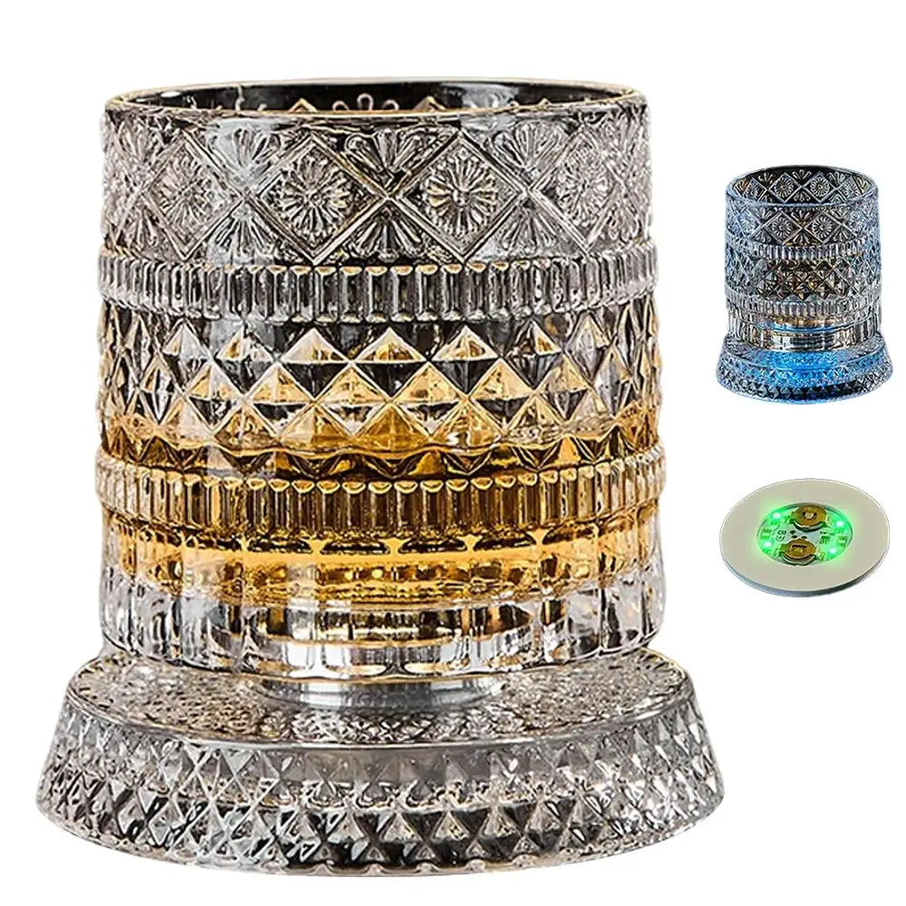 Elegant Rotating Whiskey Glass - Crystal Clear Drinkware