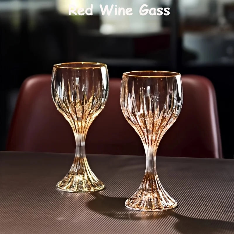 Elegant Crystal Gold Trim Wine Glass - Lead-Free & Stylish