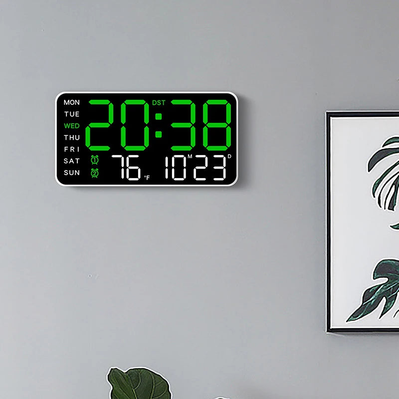 Premium Large Digital Wall Clock - Remote Control & Dual Alarms