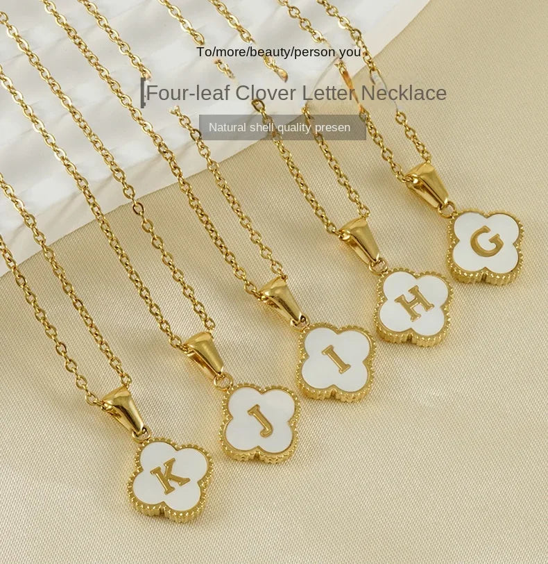 Elegant Initial Letter Necklace - Lucky Shell Gold Pendant