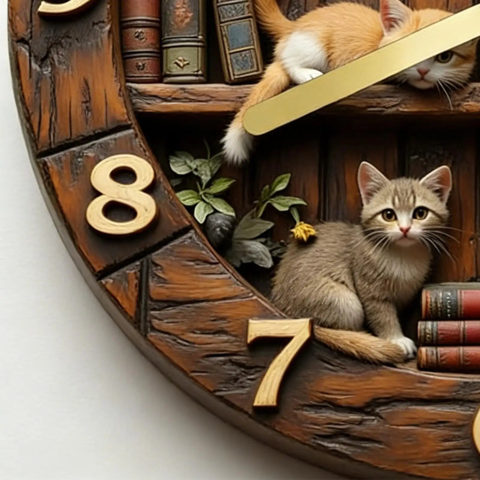 Premium Cat Theme Wall Clock - Silent Wooden Decor