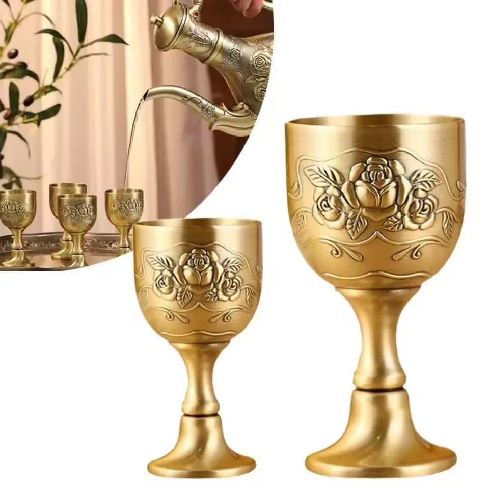 Vintage Metal Wine Glass - Antique bronze European-style goblet in 50ML and 100ML sizes