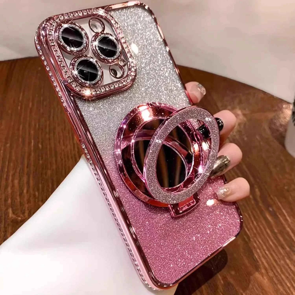 Luxury Jewelled Glitter Mirror Phone Case With Bracket