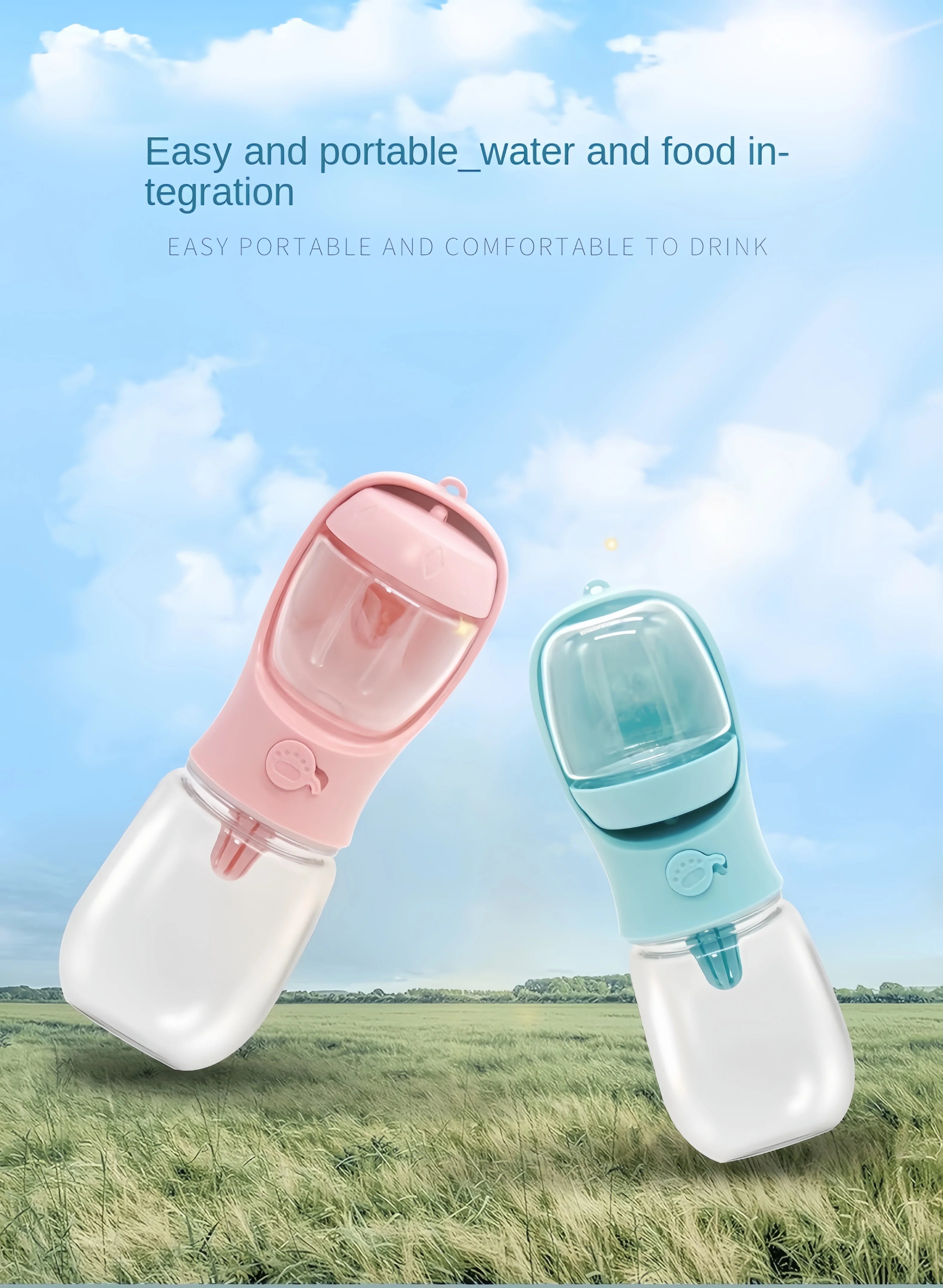 Premium Portable Pet Water Bottle - Travel Food & Water Dispenser