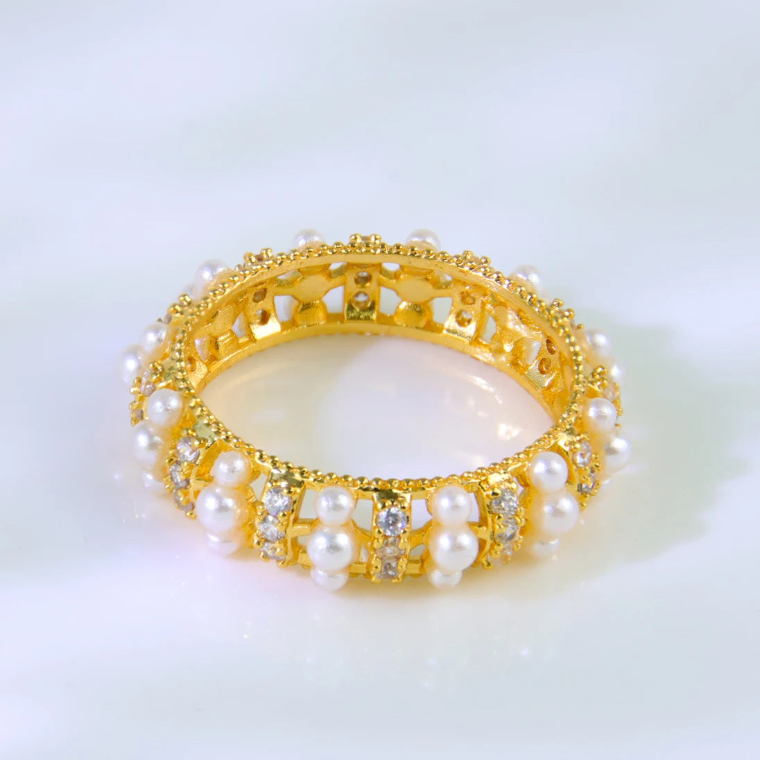 Luxury 21k Gold Plated Italian Zircon Cocktail Ring