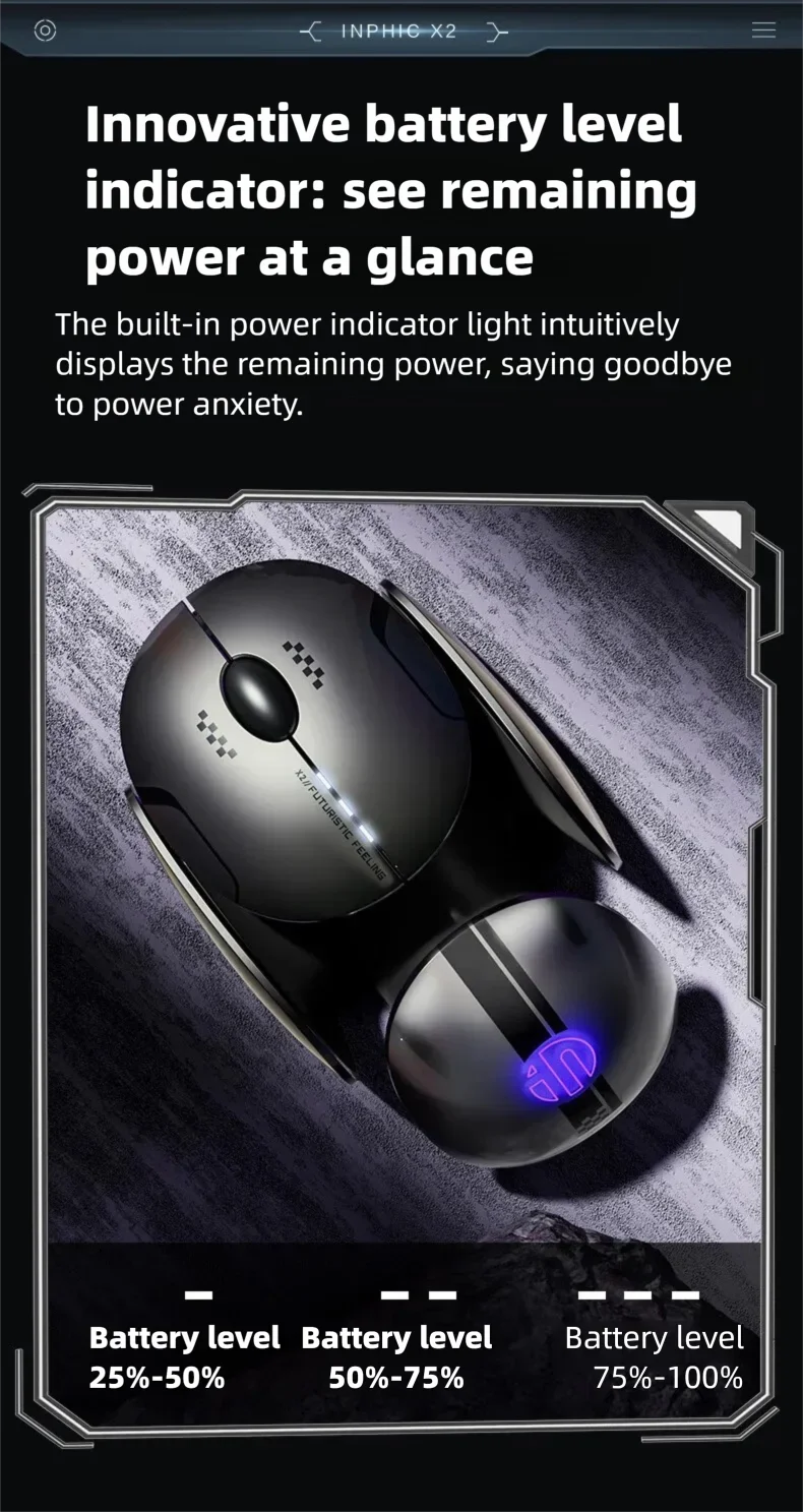 Silent Wireless Gaming Mouse - Rechargeable, Metal Base, Bluetooth 5.0