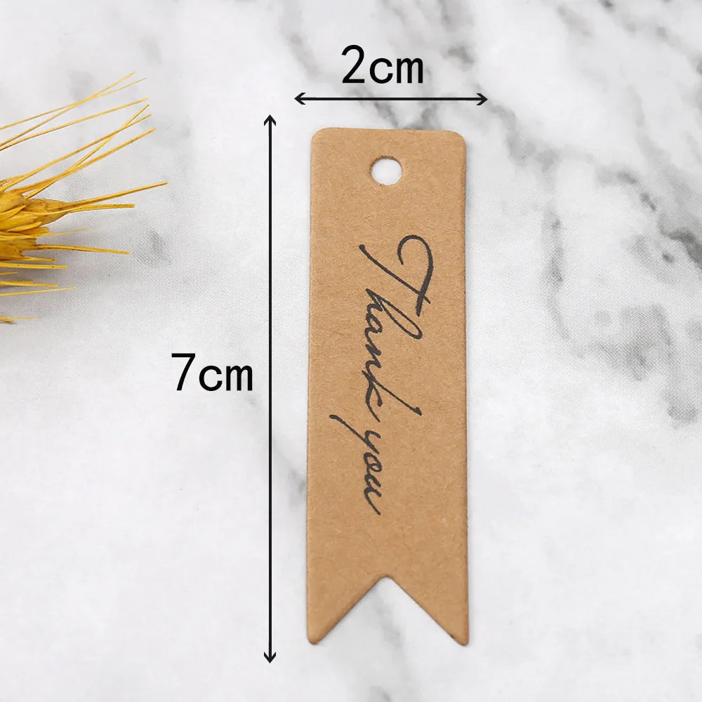 Elegant Kraft Paper Gift Tags - 50pc Thank You Labels