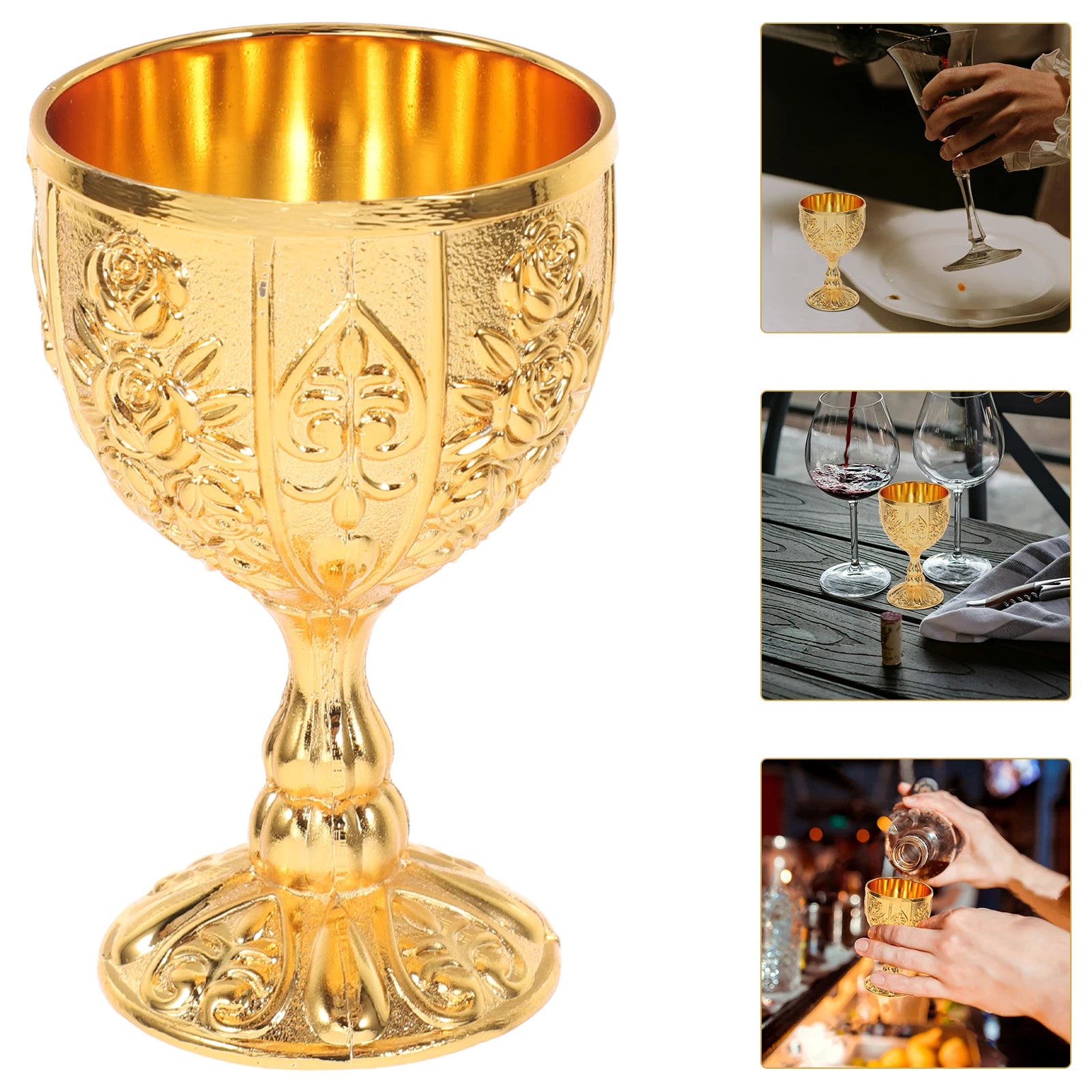 Gothic communion chalice - gold-plated brass goblet with intricate detailing